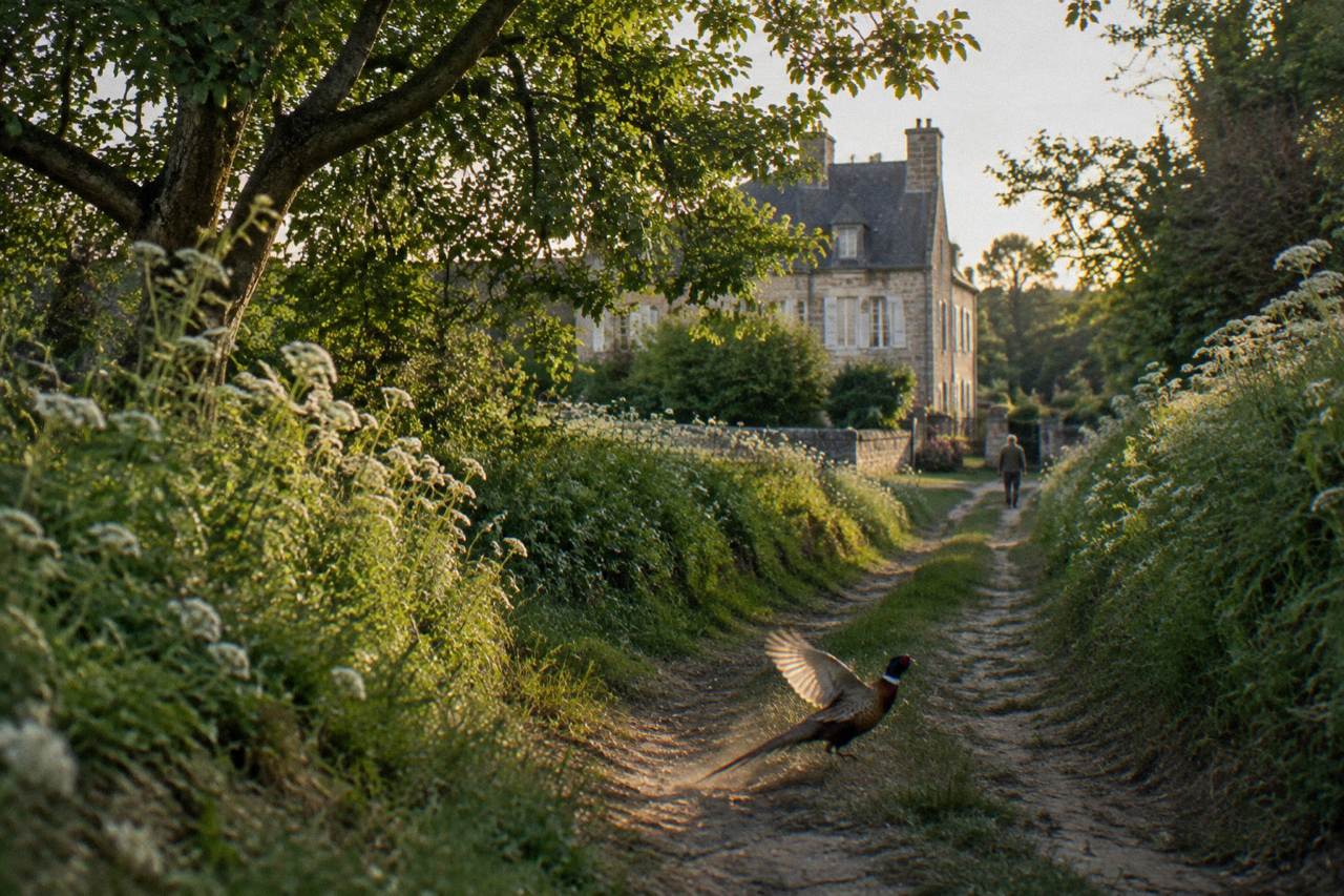 Quiet country lanes and hedgerows of the Utah Beach sector in Normandy